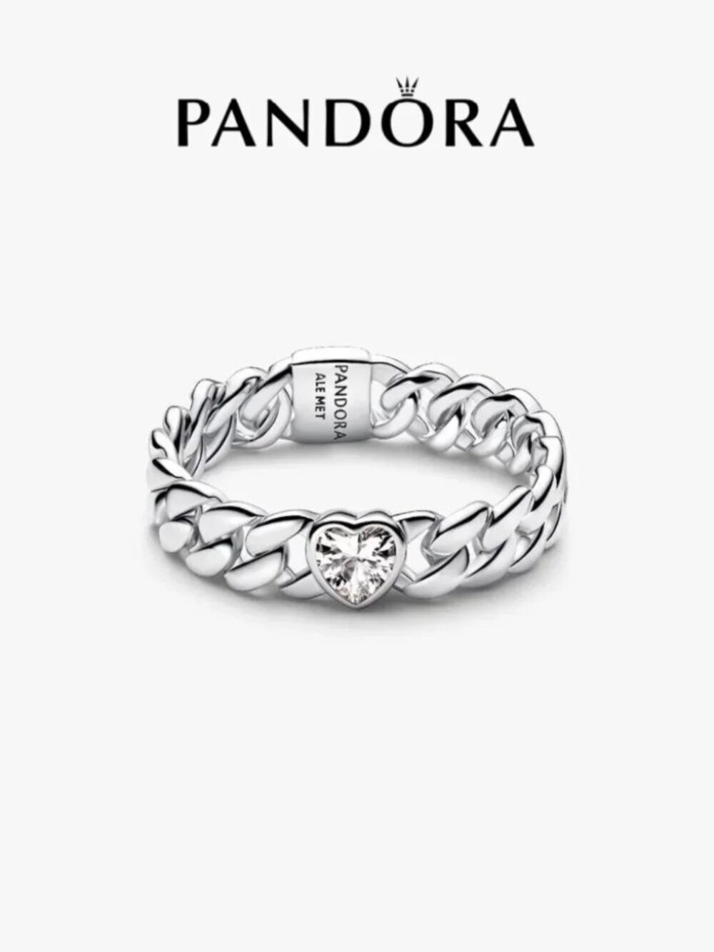 Pandora Heart Cuban Chain Ring